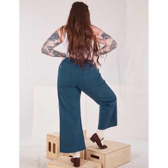 Big Bud Press Action Pants Lagoon Cotton Wide Leg Elastic Waist Mens Womens M - Picture 4 of 9